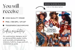 Patriotic cowgirl clipart,independence day western clipart Product Image 2