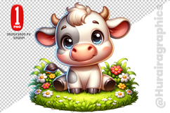Cute Cow Clipart - PNG File Product Image 1