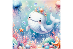 Cute Whale Clipart - PNG File Product Image 1