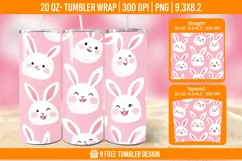 Cute Rabbit Seemless Tumbler Wrap Designs, Sublimation Wrap Product Image 1