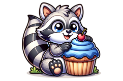 Cute Raccon Clipart - PNG File Product Image 1