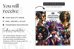 Afro woman Mardi Gras Carnival,Black girl sublimation design Product Image 3