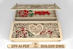 Mothers Day Box Gift with Rose SVG, Wooden Rose Svg Product Image 1
