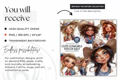 4th of July Cute cowgirl cliparts,independence day,patriotic Product Image 2