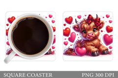 Valentines Cow Coaster Design. Valentines Square Coaster Product Image 1