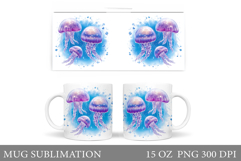 Jellyfish Mug Sublimation. Sea Mug Design Product Image 1