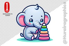 Cute Elephant Clipart - PNG File Product Image 1