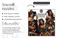 Western Bohemian Cowgirls clipart,Boho cowgirl clipart Product Image 2