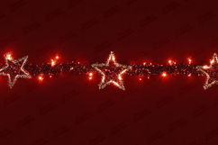 Red and Gold Horizontal Christmas Star Garland Border Product Image 1