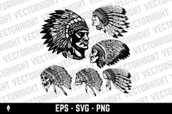 A black and white vector set of Native American warriors Product Image 1