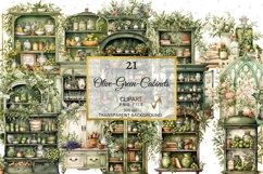 Watercolor Olive Green Cabinets Clipart Bundle Product Image 1