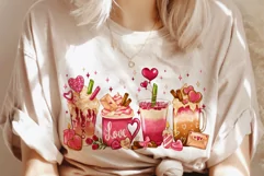Valentine's Day Latte Sublimation Design PNG, Love Coffee Product Image 2