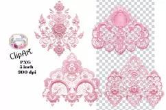 Embroidery, Flowers, Lace, PNG, Clipart, Pink Product Image 1