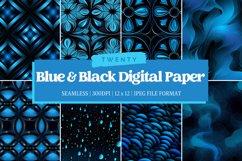Blue and Black Digital Paper Bundle, Craft Paper Product Image 1
