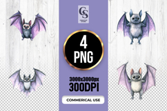 Cute Baby Bat Watercolor Clipart Sublimation PNG Product Image 1