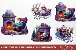 Christmas purple santa claus sublimation PNG Product Image 1