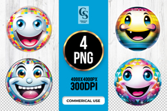 Colorful Smiley Face Ball Clipart Sublimation PNG Product Image 1