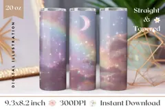 Glitter Tumbler Wrap Design, Rainbow Tumbler Template Product Image 1
