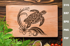 Turtle Design, Underwater World, Cutting board, Laser SVG Product Image 2