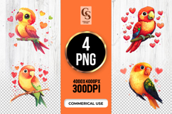 Tropical Love Parrot Clipart Sublimation PNG Product Image 1