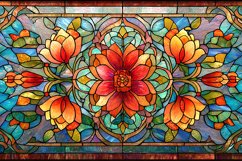 Floral Stained Glass Art Decorative Colorful Window Design Product Image 1