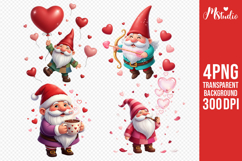 Valentine Gnome PNG Set Cute Cupid Gnomes Clipart Product Image 1