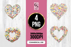 Floral Heart Love Clipart Sublimation PNG Product Image 1