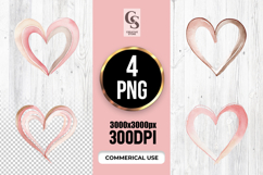 Watercolor Abstract Heart Outline Clipart Sublimation PNG Product Image 1