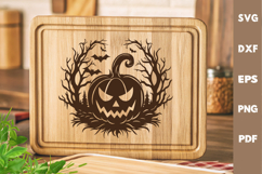 Halloween laser svg | Pumpkins, bats, castle cutting board Product Image 1