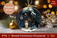 Spooky Crow Ornament, Merry Christmas Ornament PNG Product Image 1