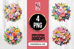 Colorful Floral Bouquet Flower Ball Sublimation PNG Product Image 1