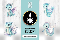 Cute Baby Dragon Fantasy Clipart Sublimation PNG Product Image 1