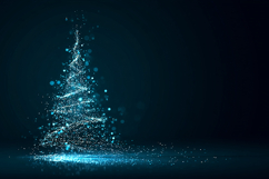 A glowing blue Christmas tree made of sparkling particles Product Image 1