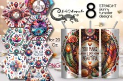 Boho Inscription | 8 Hippie Skinny Tumbler designs, PNG Product Image 1