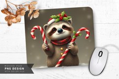 Christmas Sloth with Candy Cane Mouse Pad Sublimation Product Image 1