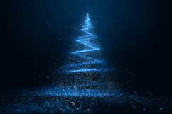 A glowing blue Christmas tree made of sparkling particles Product Image 1