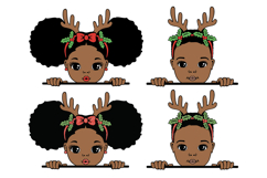Christmas Reindeer Kids Bundle SVG Afro Girl and Boy Product Image 1