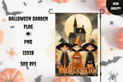 Kids Halloween Garden Flag, Welcome Garden Flag Template Product Image 1