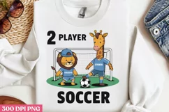 2 Player Soccer PNG, Cute Animal Sublimation PNG Product Image 1