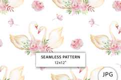 Swan Seamless Pattern, Romantic Digital Paper Product Image 1