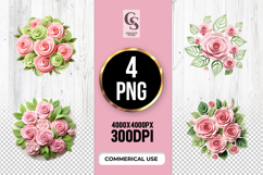 Pink Rose Bouquet Clipart PNG Product Image 1