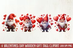 Cute Valentine Gnome Clipart, Gnome Clipart, Cute Gnome Product Image 1