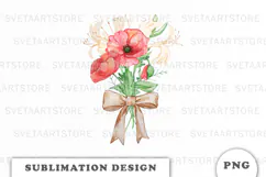 Watercolor Flowers Bouquet png Product Image 1