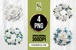 White Rose Floral Wreath PNG Product Image 1
