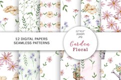 Watercolor Garden floral Digital Paper Product Image 1