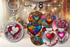 Valentine hearts | 8 car coaster &amp; key chain designs, PNG Product Image 1