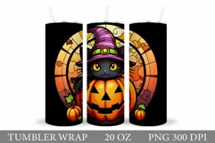 Cute Black Cat Halloween Tumbler Wrap Sublimation Product Image 1