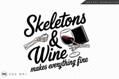 Skeletons Wine Book Makes Everything Fine Art PNG Product Image 1