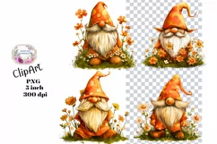 Gnome, Flowers, Fall, Spring, PNG, Clipart, Orange, Clipart Product Image 1