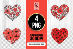 Red Floral Heart Illustration PNG Product Image 1
